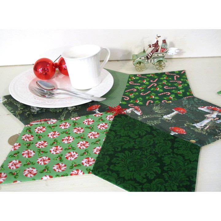 Tischset grün mit gesticktem Stern Weihnachten