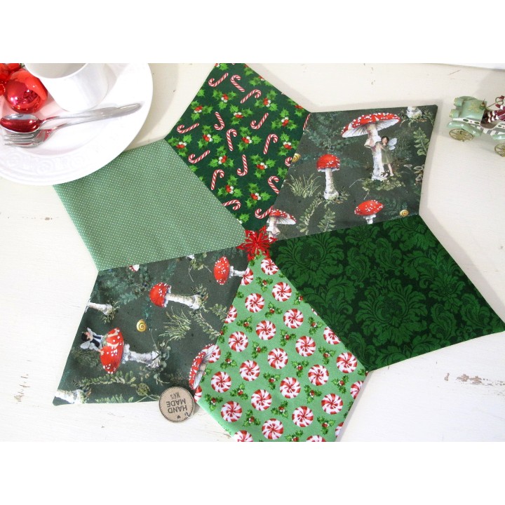 Tischset grün mit gesticktem Stern Weihnachten