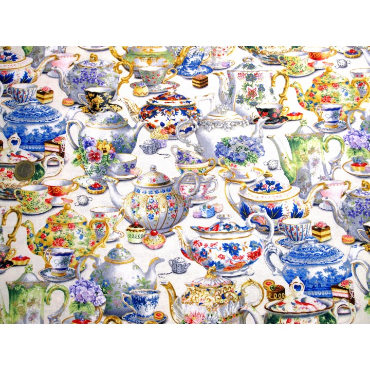 Patchworkstoff Teekannen Fancy Tea Quiltstoff