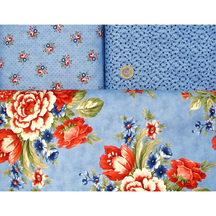 Stoffpaket Rosenstoffe blau