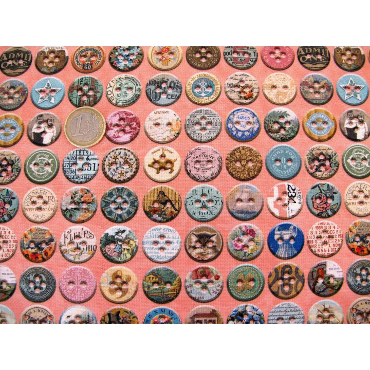 Patchworkstoff Knöpfe Junk Journal Quiltstoff