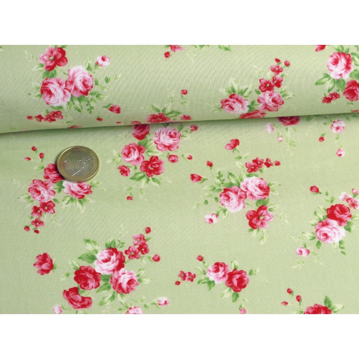 Lecien Rosenstoff Quiltstoff grün Floral Collection