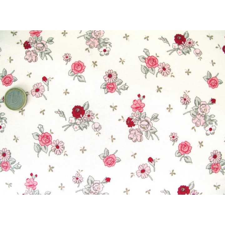 Blumenstoff Sugarberry rot rosa Patchworkstoff