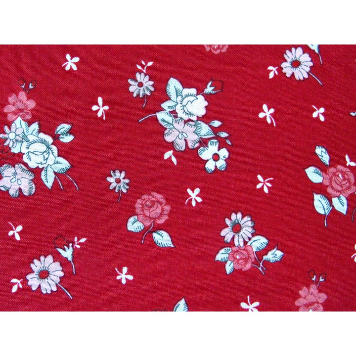 Rosenstoff rot Patchworkstoff Sugarberry