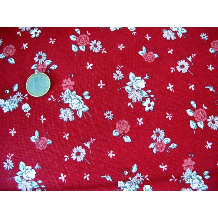 Rosenstoff rot Patchworkstoff Sugarberry