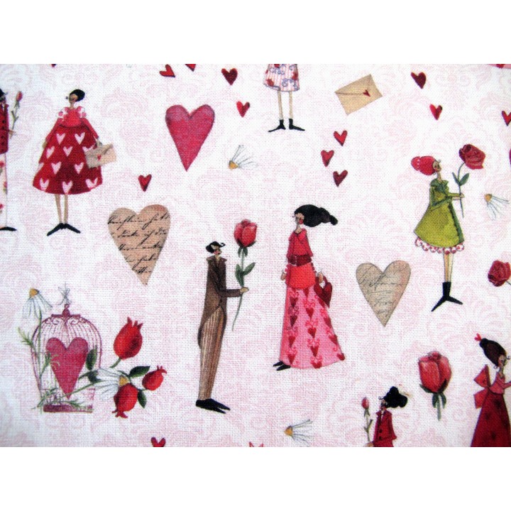 Stoffpaket Baumwolle Herzen Menschen Valentinstag Silke Leffler acufactum 72064