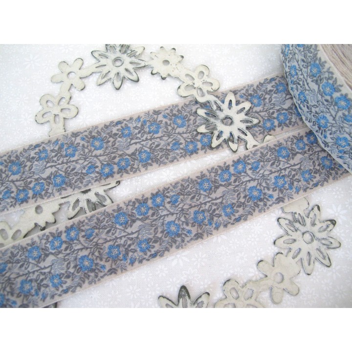 Webband Heckenrose blau grau Kafka