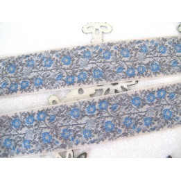 Webband Heckenrose blau grau Kafka