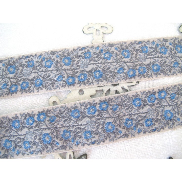 Webband Heckenrose blau grau Kafka