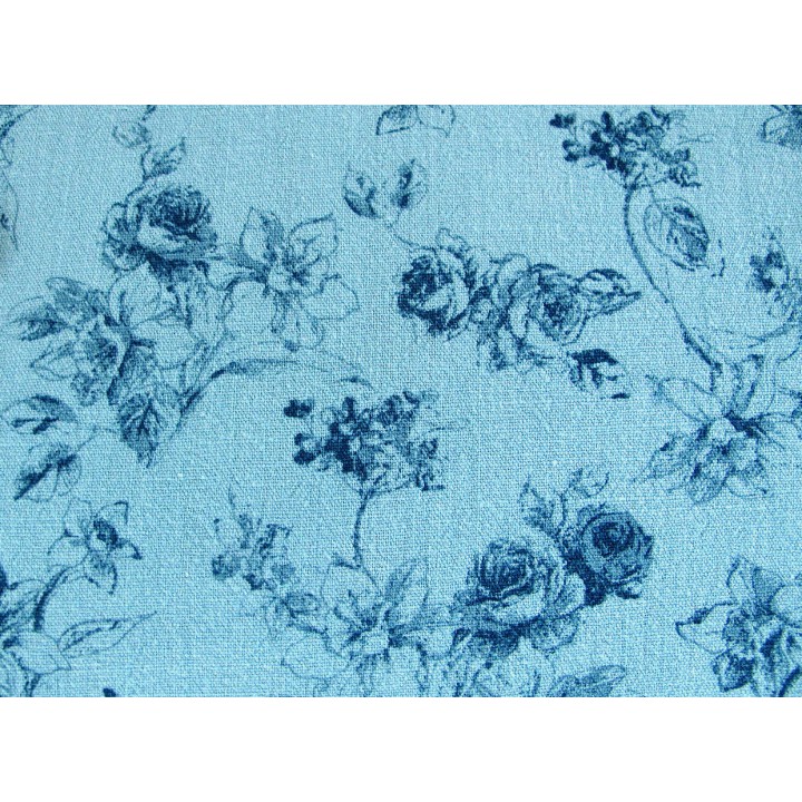 Dekostoff Rosen blau Baumwolle
