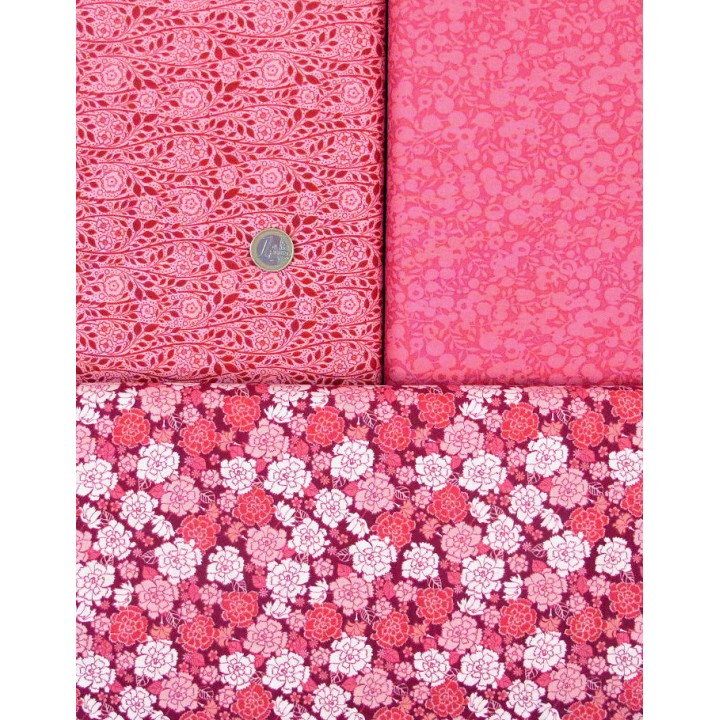 Patchwork Stoffpaket Rosenstoffe Muscheln Schrift Wörter Text Beeren Baumwolle Stoffe 75032