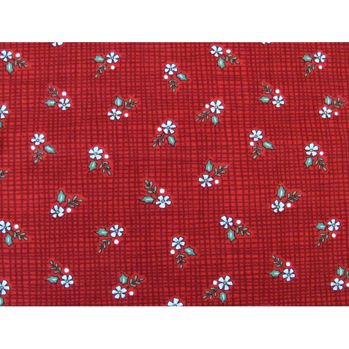 Weihnachtsstoff Patchwork Holly Berry Tree Farm