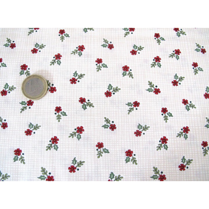 Weihnachtsstoff Patchwork Holly Berry Tree Farm Blumen