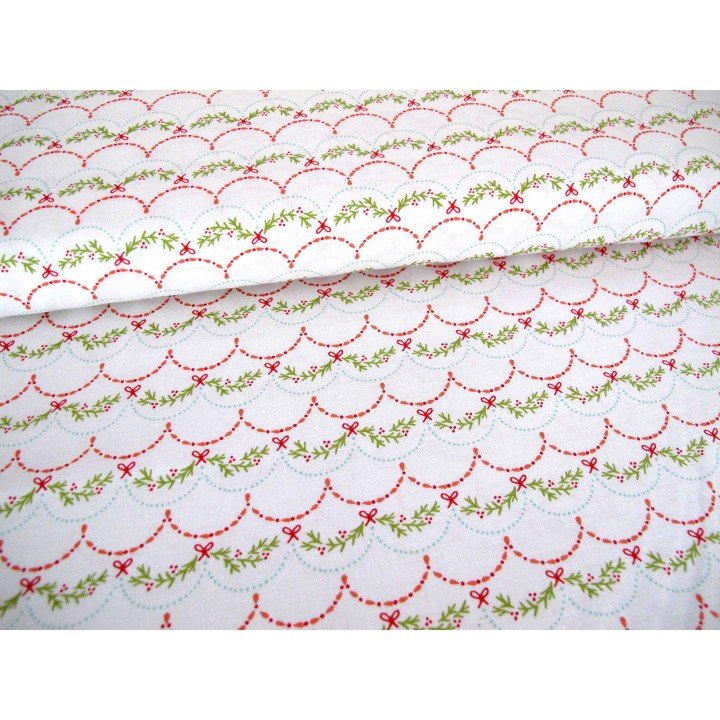 Weihnachtsstoff Patchwork Joyful Girlanden