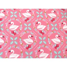 Patchworkstoff Schwan rosa Swan Serenade