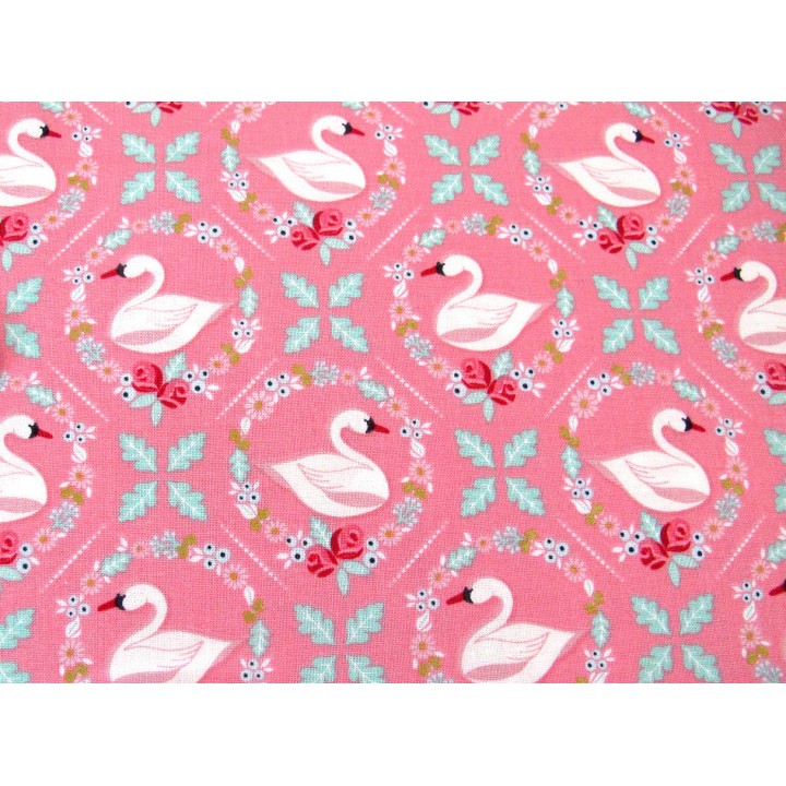 Patchworkstoff Schwan rosa Swan Serenade