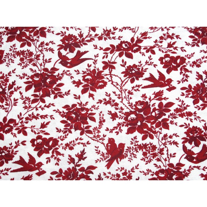 Patchworkstoff Blumen Vögel Rue Floriane