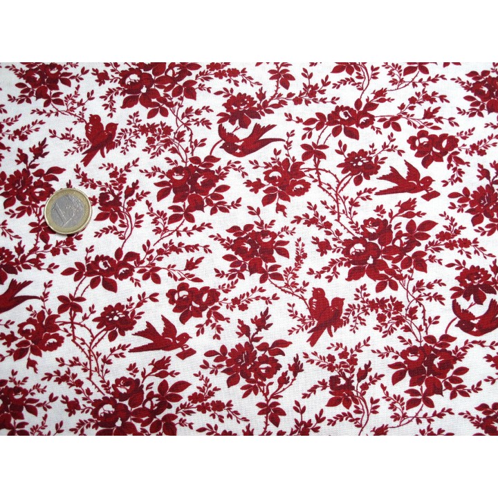 Patchworkstoff Blumen Vögel Rue Floriane