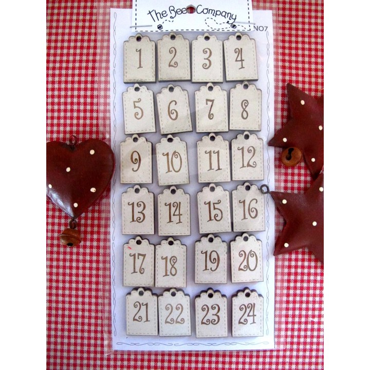 Adventskalenderzahlen beige 1-24