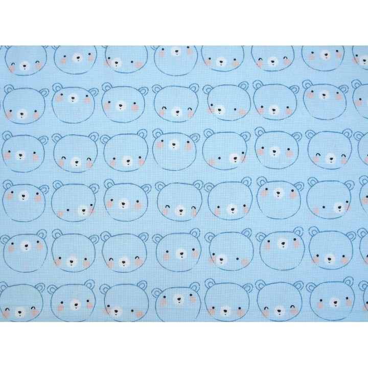 Kinderstoff Baumwolle blau Bären Patchworkstoff quiltstoff
