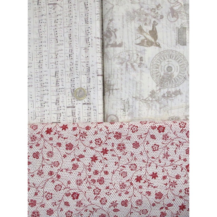 Patchwork Stoffpaket rot creme 75054