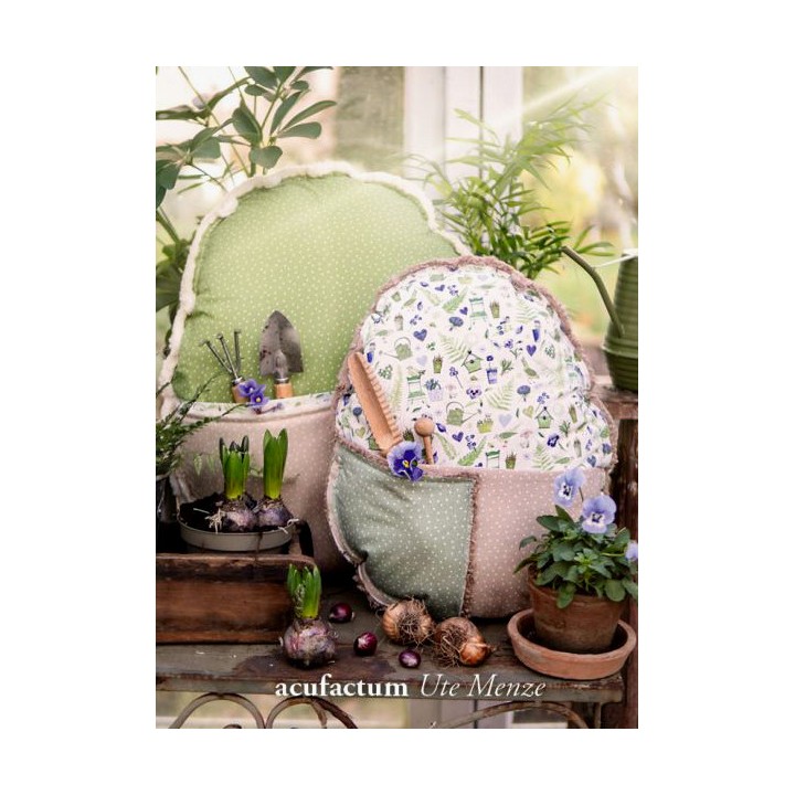 Stoffpaket Baumwolle Frühling Ostern Garten Stoffe Punkte acufactumblau grün 72048