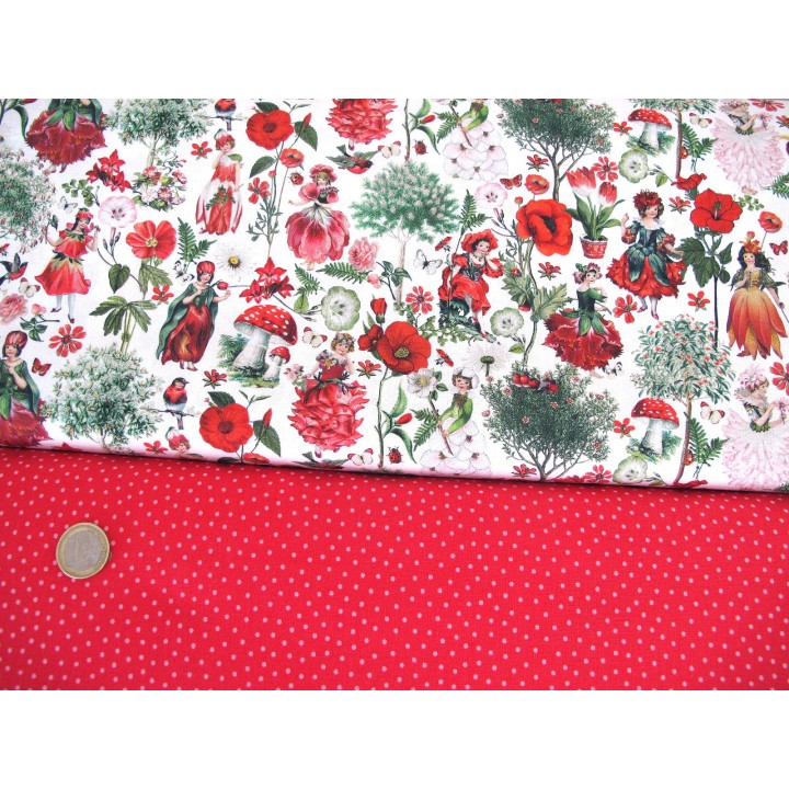 Stoffpaket Baumwolle Blumenmädchen Westfalenstoffe Blumen Punkte72061
