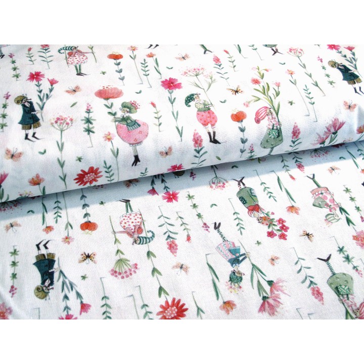 acufactum Baumwollstoff Blütenglück Blumen Mädchen Kinderstoff