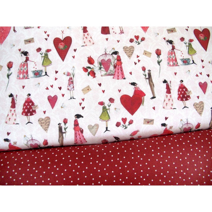Stoffpaket Baumwolle Herzen Menschen Valentinstag Silke Leffler acufactum 72064