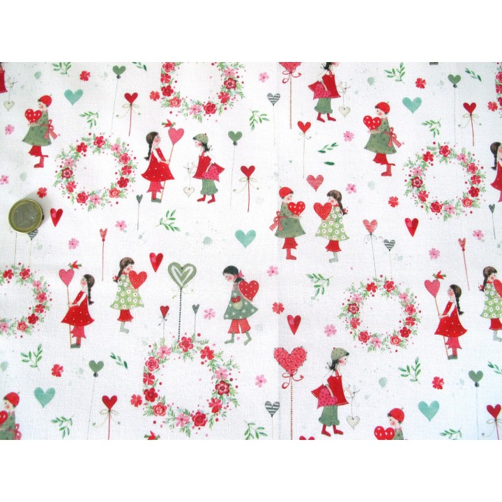 Baumwollstoff  acufactum Kinder Herzen Kerstin Heß Patchworkstoff Quiltstoff