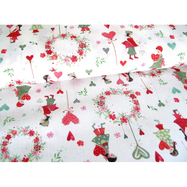 Baumwollstoff  acufactum Kinder Herzen Kerstin Heß Patchworkstoff Quiltstoff