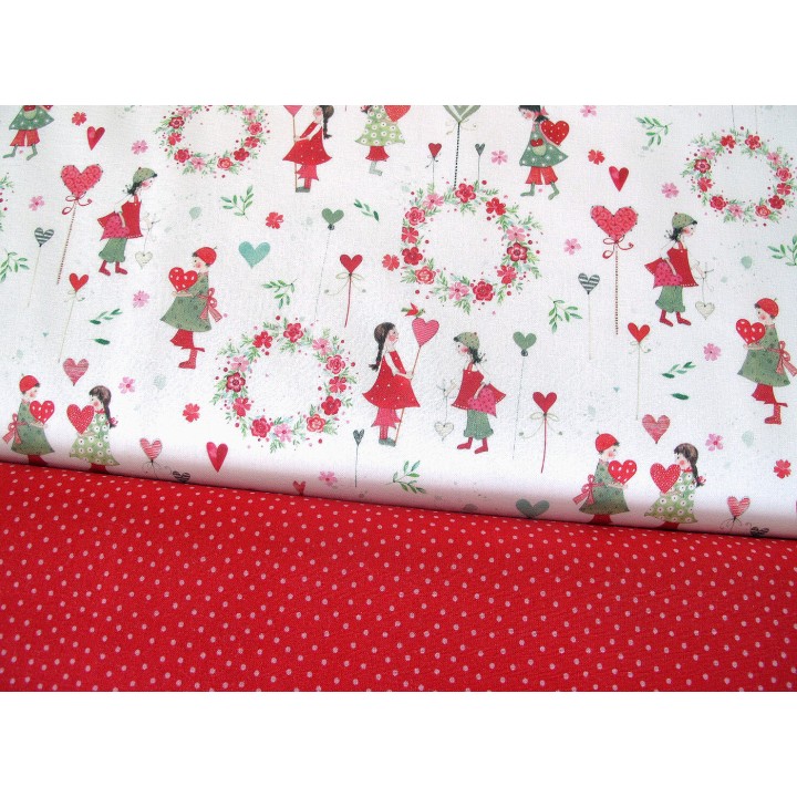 Stoffpaket Baumwolle acufactum Kinder Mädchen Blumen Herzen 72071