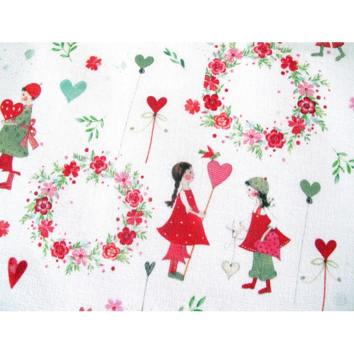 Stoffpaket Baumwolle acufactum Kinder Mädchen Blumen Herzen 72071