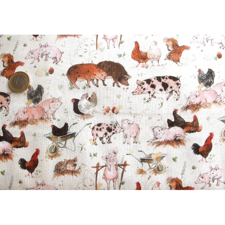 Stoffpaket Sophia Drescher Tierstoff Bauernhof Hühner Schweinchen acufactum  72055