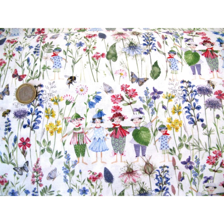 Stoffpaket Baumwolle acufactum Kinder Blumen Garten Häuser Stoffe