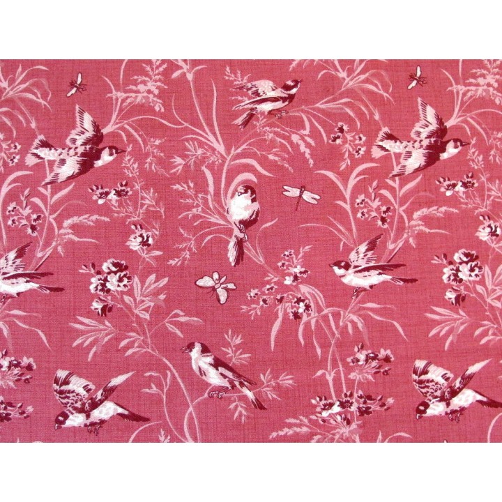 Vogelstoff Tierstoff Blumen Bienen Schmetterlinge Baumwollstoff Antoinette Patchworkstoff