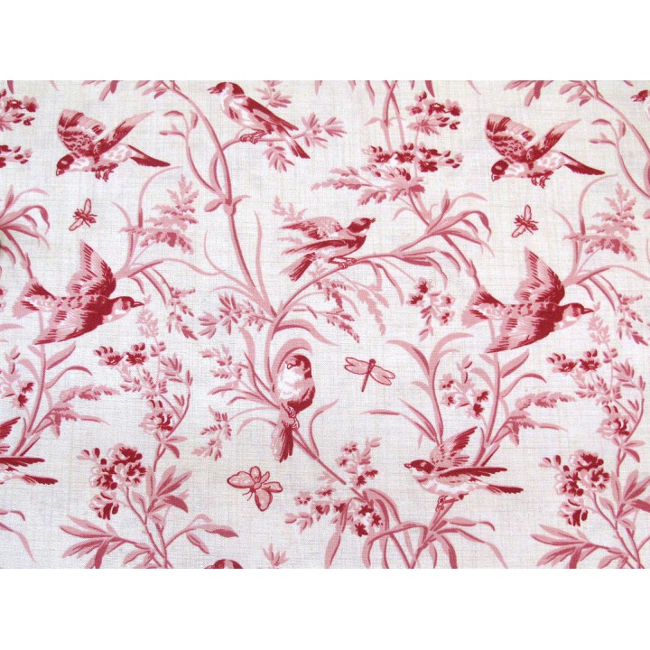 Vogelstoff Blumen Patchworkstoff Baumwolle Tiere Antoinette Quiltstoff