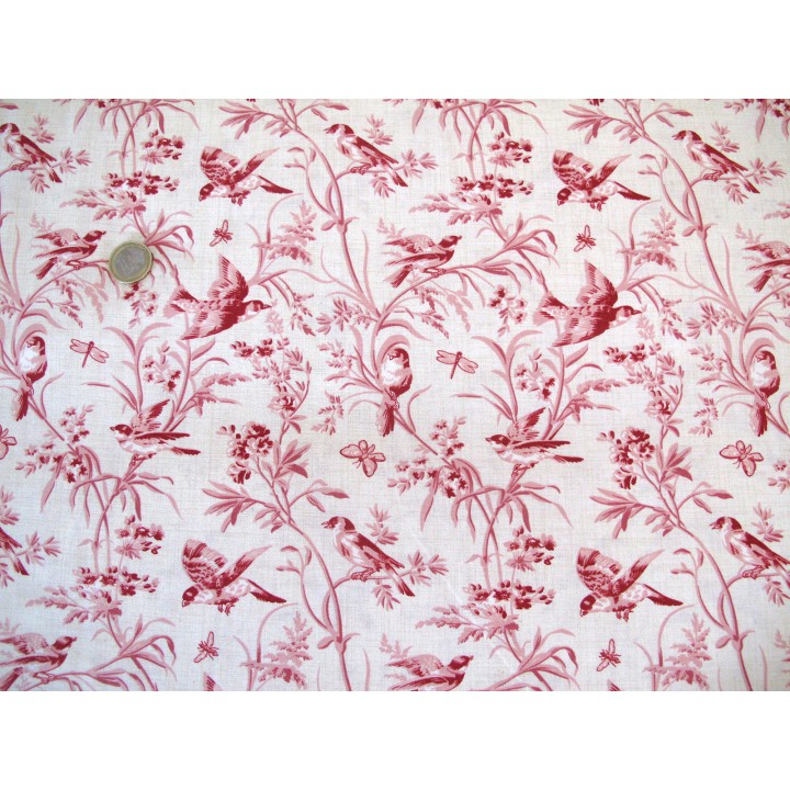 Vogelstoff Blumen Patchworkstoff Baumwolle Tiere Antoinette Quiltstoff