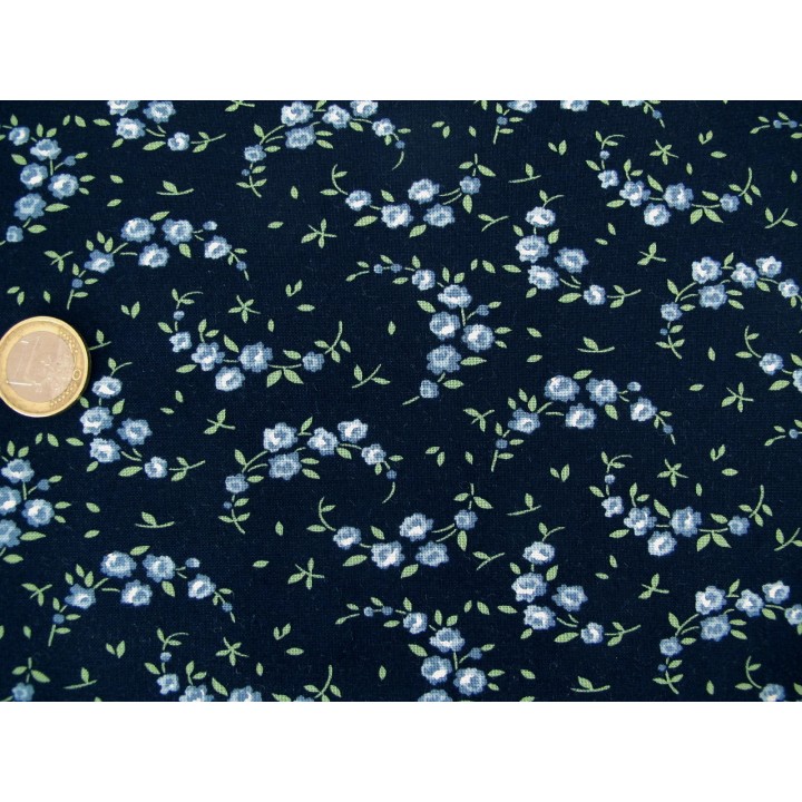 Rosenstoff Blumen Baumwolle Quilten Patchworkstoff Shoreline blau
