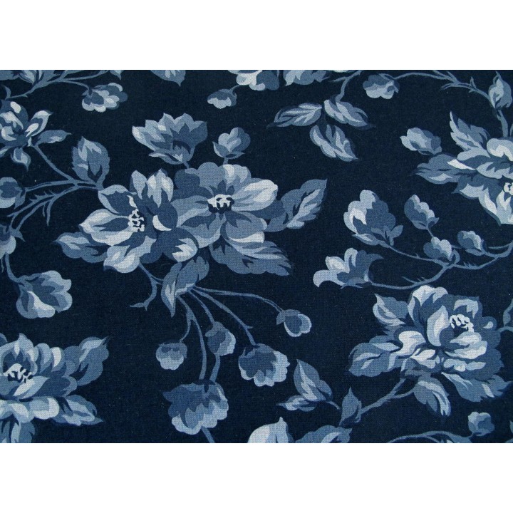 Blumenstoff Patchworkstoff Moda Baumwolle Rosenstoff Shoreline blau