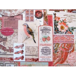 Patchworkstoff Junk Journal Blumen Schmetterlinge Baumwolle Vasen Blumen Tags Label