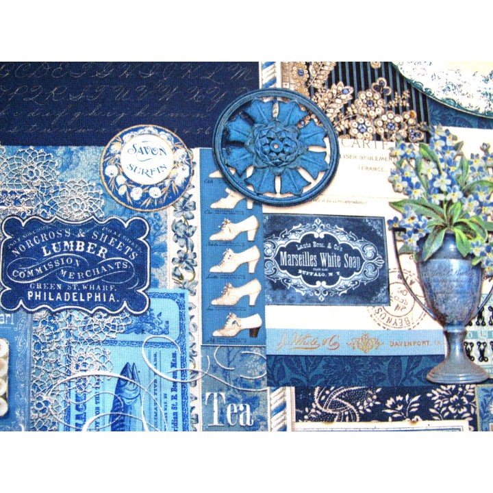 Patchworkstoff Baumwolle Blumen Label Tags Vasen Teller Vintage Curated in Color