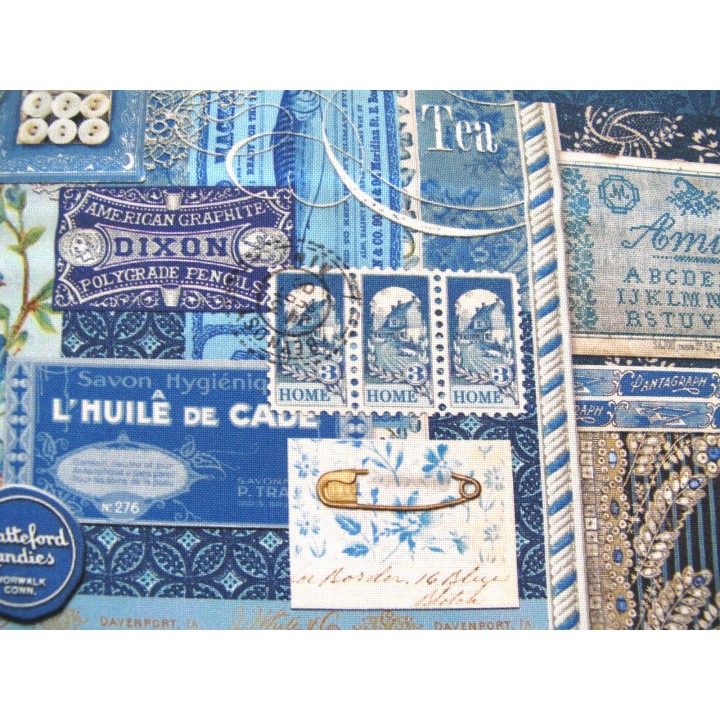 Patchworkstoff Baumwolle Blumen Label Tags Vasen Teller Vintage Curated in Color