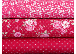 Stoffpaket Baumwolle Pünktchen Blumen Tupfen rot rosa Punkte Rosen