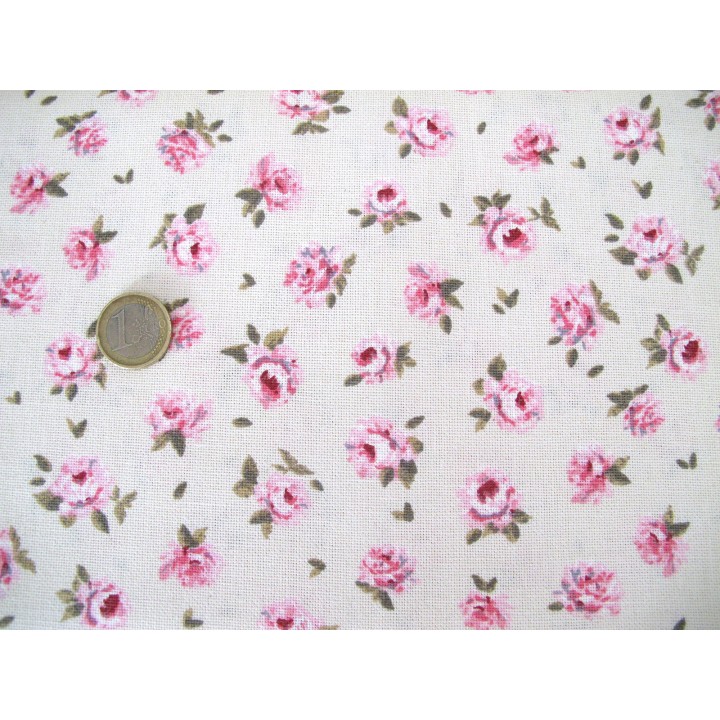 Canvas kleine Rosen Baumwolle Taschenstoff Kissenstoff Dekostoff Vorhangstoff