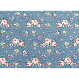 Tilda Stoff Rosen Blumen Röschen Baumwolle Quiltstoff blau Patchworkstoff