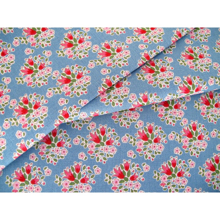 Tilda Stoff Blumen Baumwolle Creating Memories blau Patchworkstoff