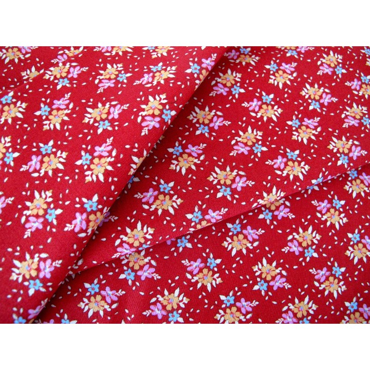 Tilda Stoff Blümchen rot Blumen Baumwolle Quiltstoff Creating Memories Patchworkstoff
