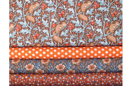 Tilda Stoffpaket Blumen Tiere orange Stoffe Baumwolle Punkte braun 74070