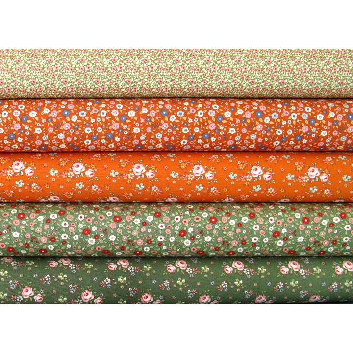 Tilda Stoffpaket Blumen Rosen Baumwolle Stoffe Creating Memories grün rost 75009